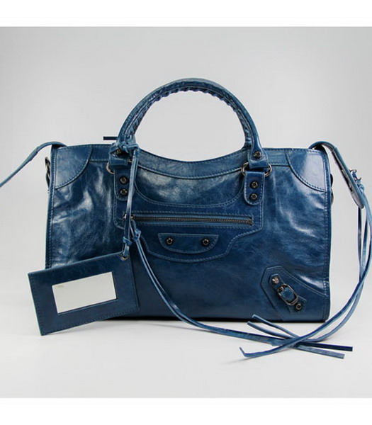 Balenciaga Giant City borsa in pelle Medio Blue Oil